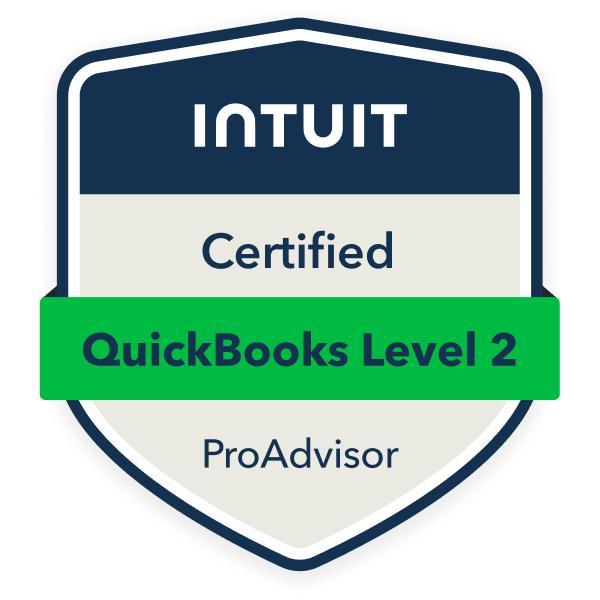 Intuit Certified QuickBooks Level 2 ProAdvisor badge